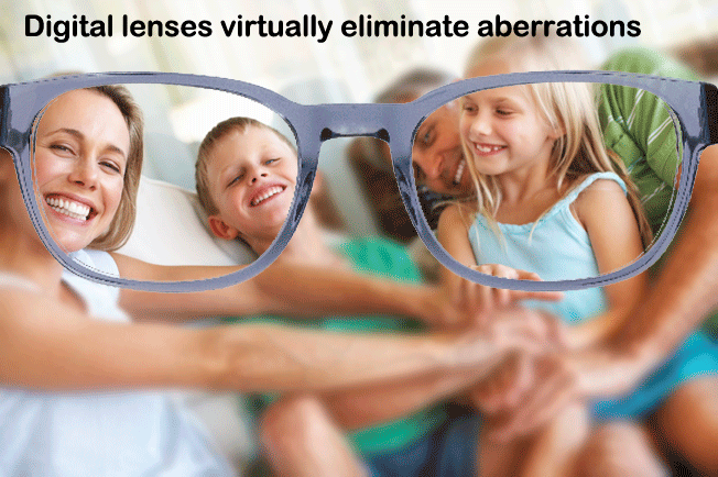 Digital single vision lenses virtually eliminate aberrations, giving you clearer, more comfortable vision with less visual stress and visual fatigue.